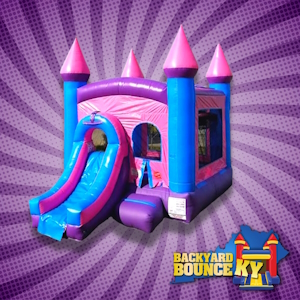 Purple and Pink Bouncy Castle with Slide